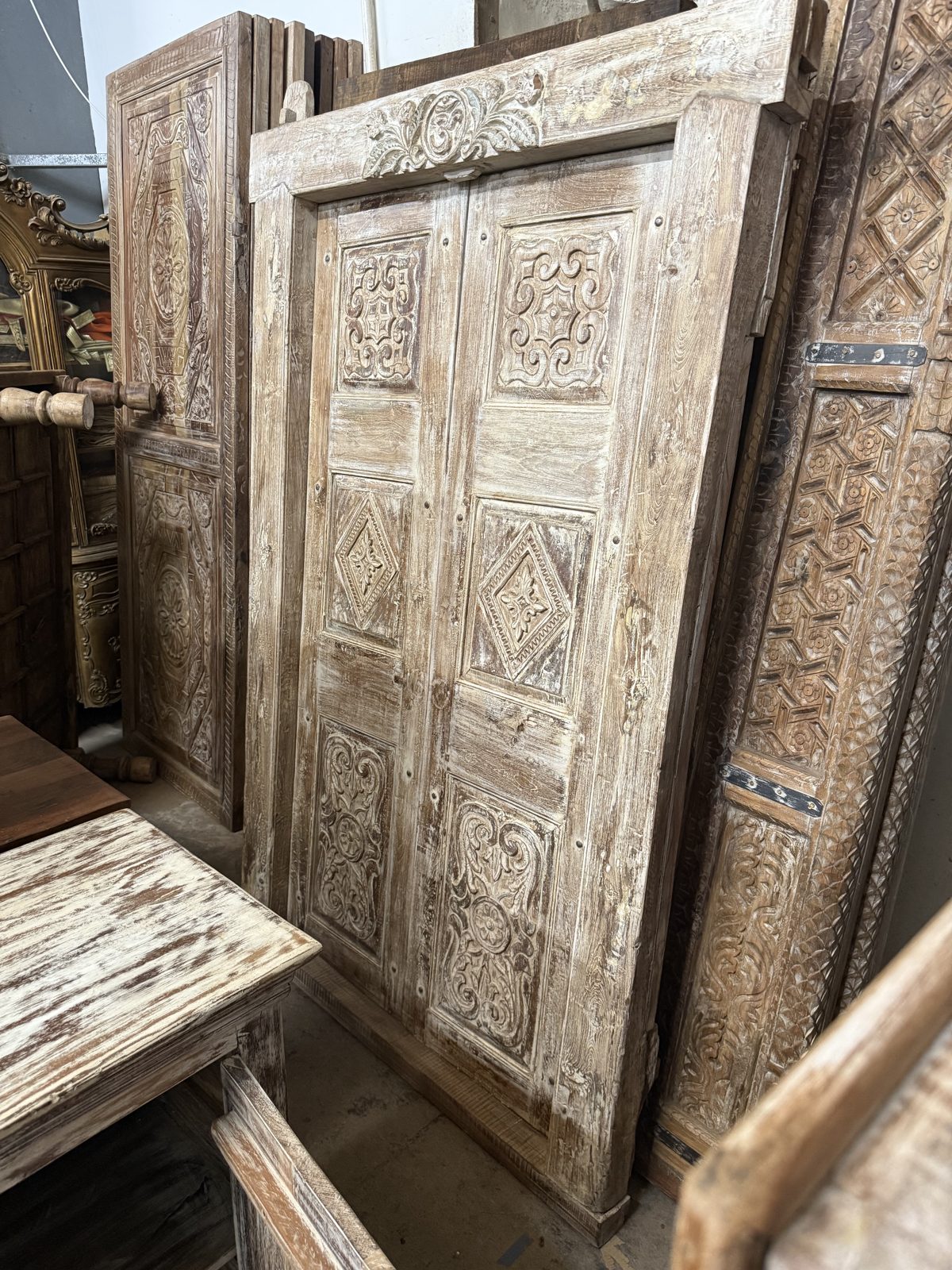 Carved antique wood door
