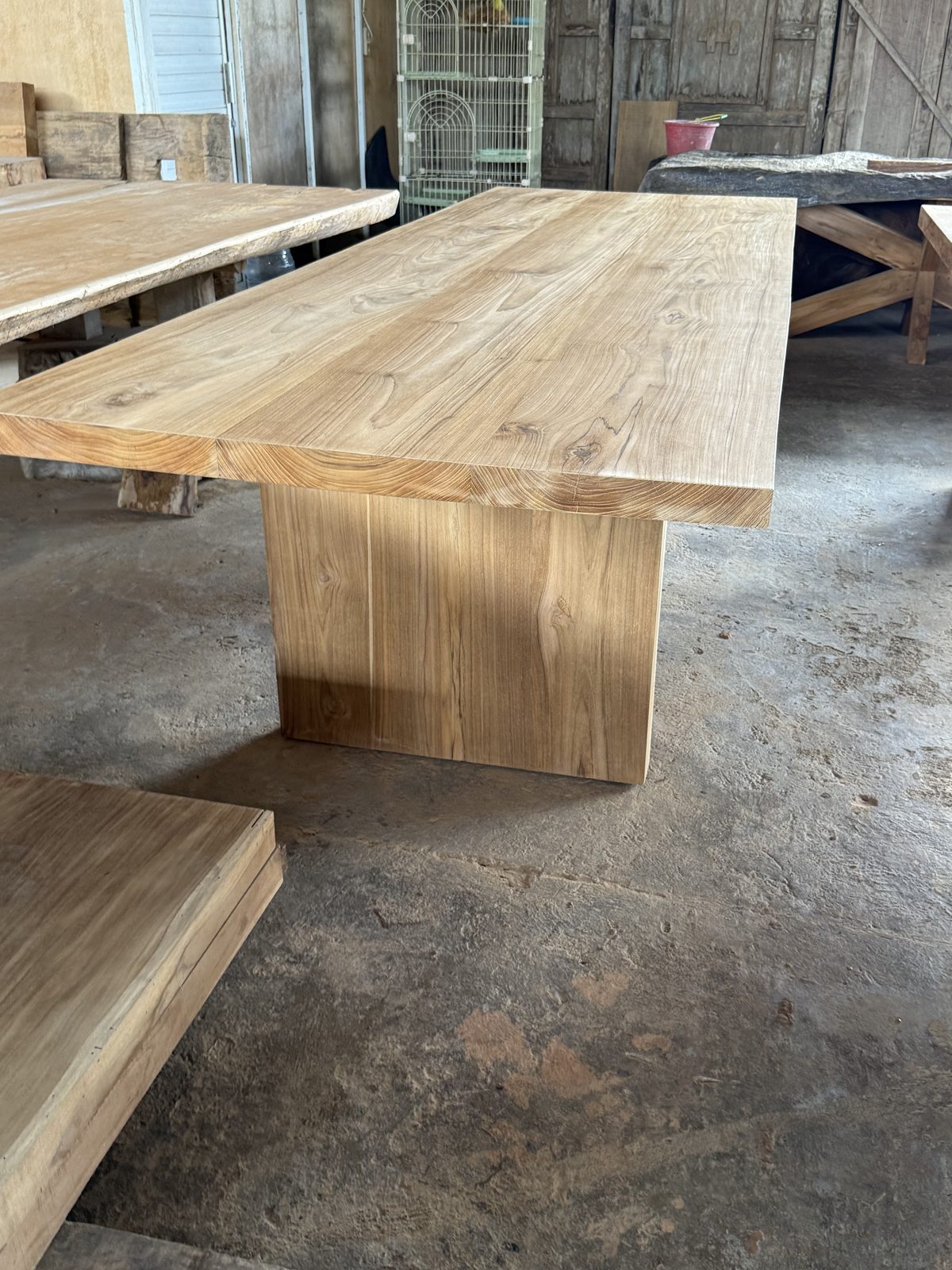 Solid teak communal table